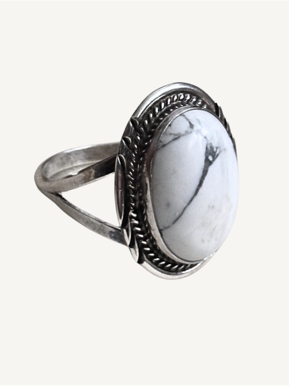 Navajo Harrison Yazzie White Buffalo Sterling Ring